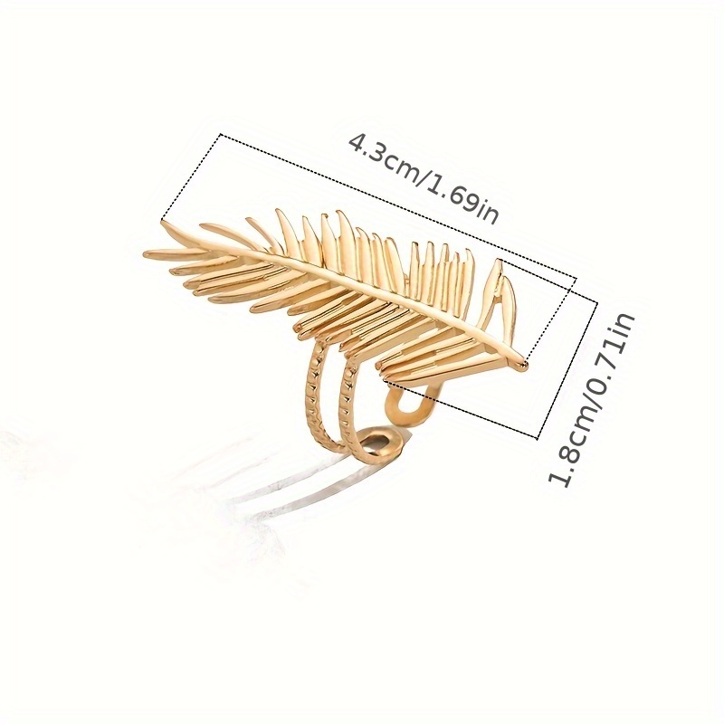 Golden Tone Stainless Steel Leaf Ring for Women Adjustable Open Delicate Accesso